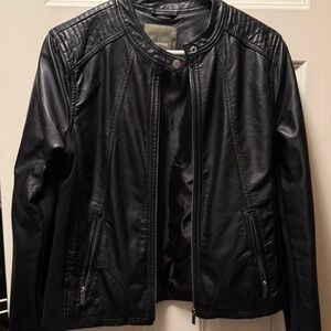 Maurices Quilted Black Faux Leather Biker Jacket